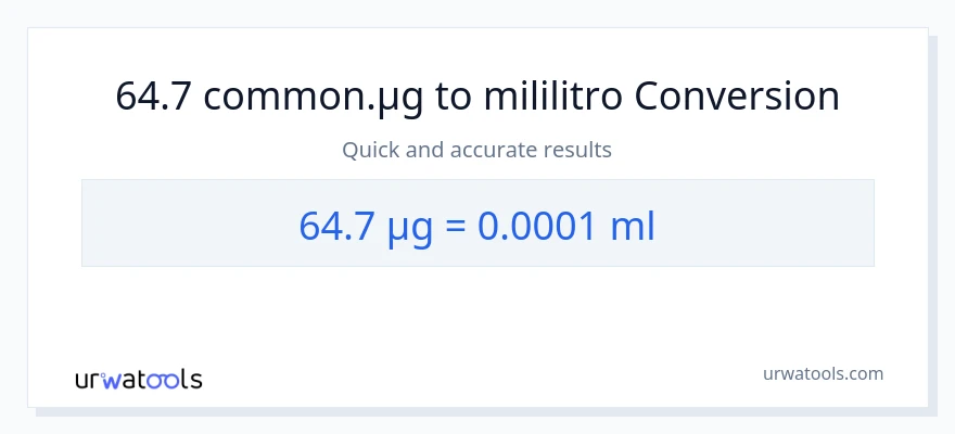 64.7 mga mikrogramo patungong mga mililitro na conversion