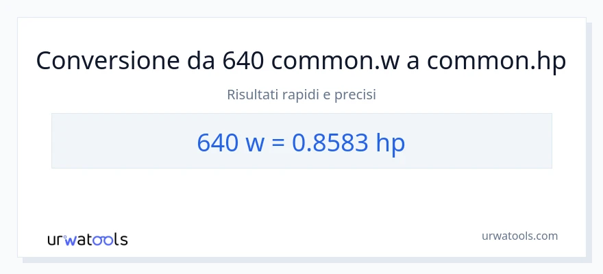 Conversione da 640 watt a potenza