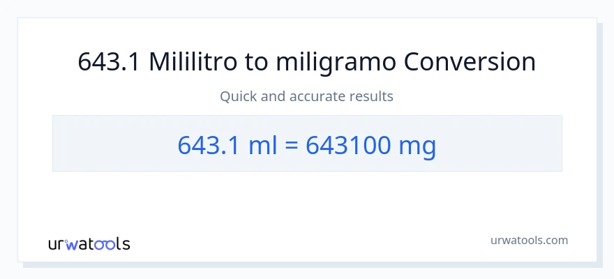 643.1 mga mililitro patungong miligramo na conversion