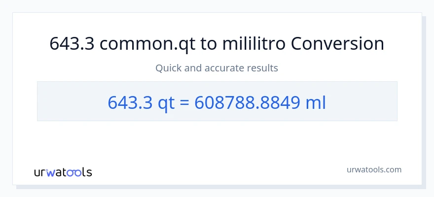 643.3 Quarts patungong mga mililitro na conversion
