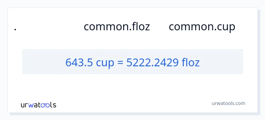 تبدیل 643.5 فنجان‌ها به اونس مایع