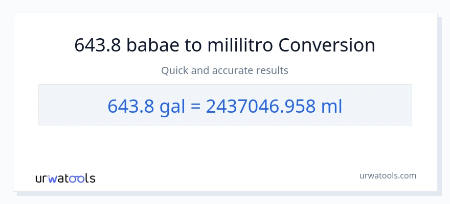 643.8 Mga galon patungong mga mililitro na conversion