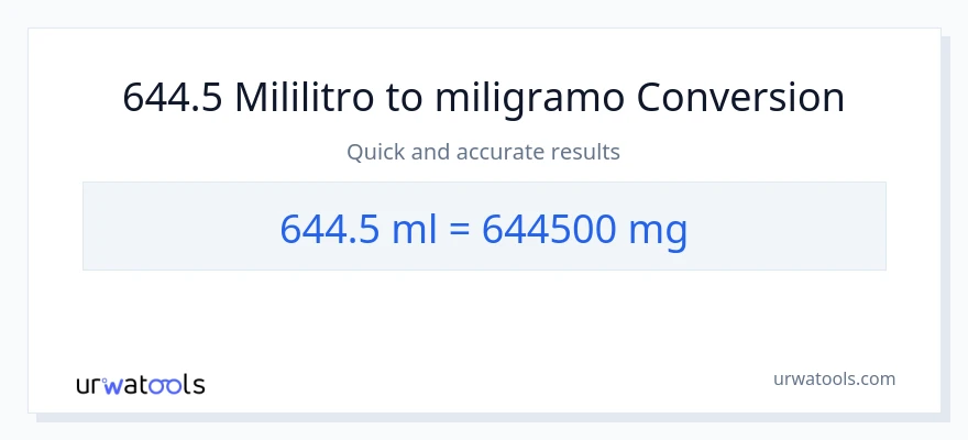 644.5 mga mililitro patungong miligramo na conversion