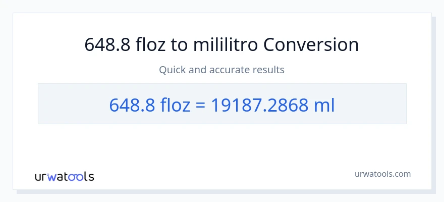 648.8 mga onsa ng likido patungong mga mililitro na conversion
