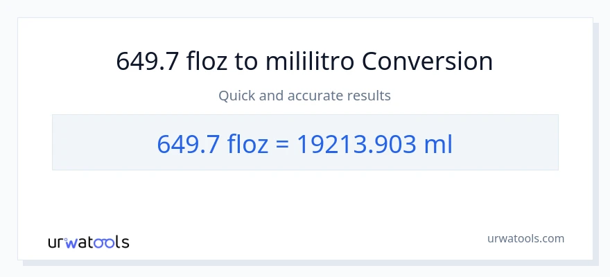 649.7 mga onsa ng likido patungong mga mililitro na conversion