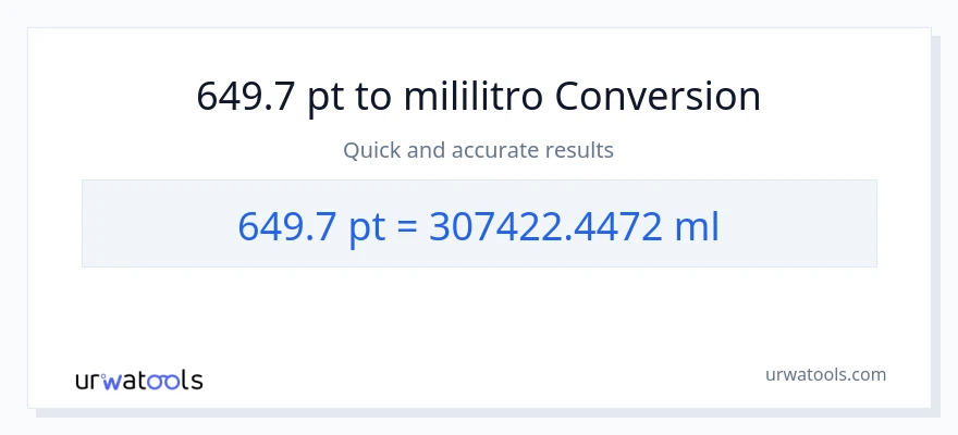 649.7 Pints patungong mga mililitro na conversion