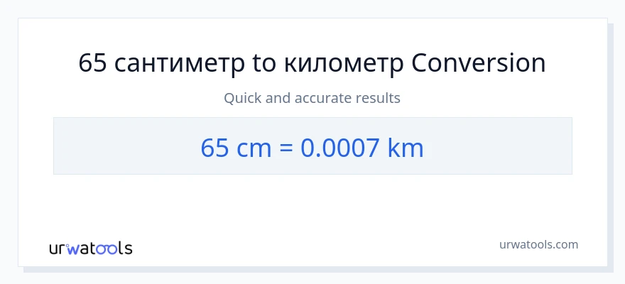 65 Сантиметры в Километры преобразование