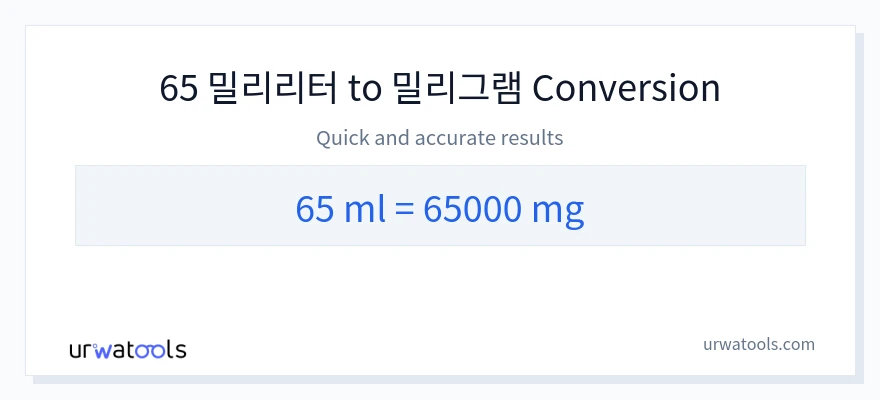 65 밀리리터에서 밀리그램으로의 변환