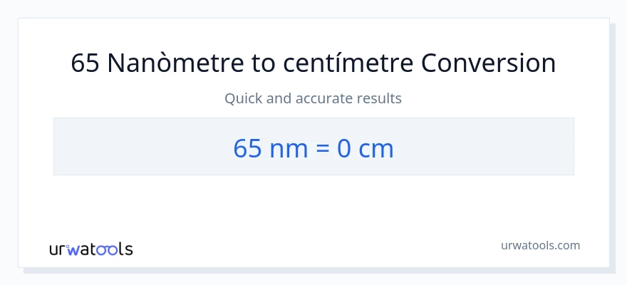 Conversió de 65 nanòmetres a Centímetres