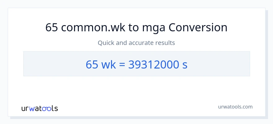 65 Mga Linggo patungong Segundo na conversion