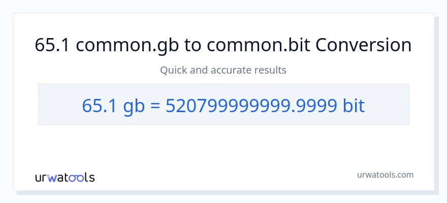 65.1 Gigabytes patungong Bits na conversion