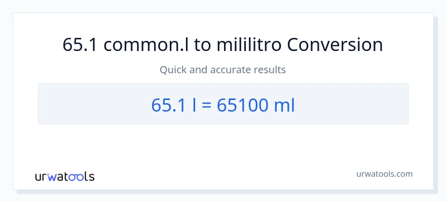 65.1 Liters patungong mga mililitro na conversion