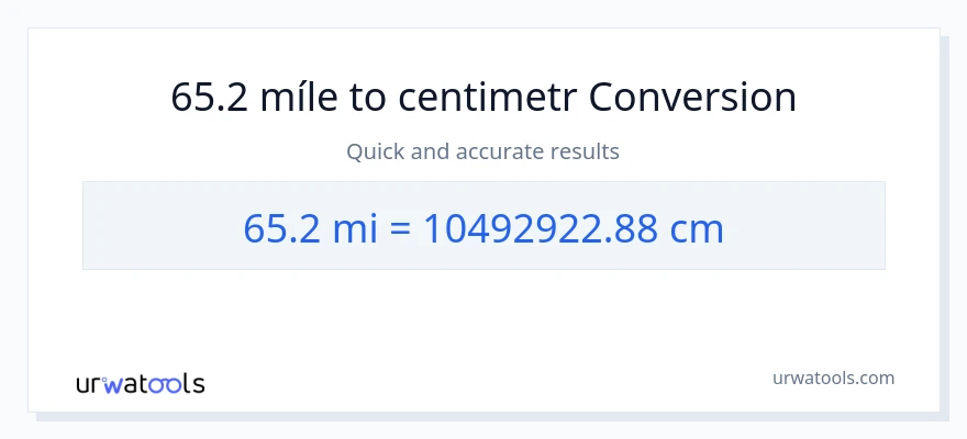 Konverze z míle na Centimetry: 65.2