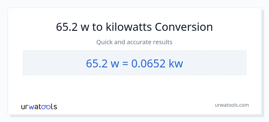 Conversió de 65.2 watts a quilowatts