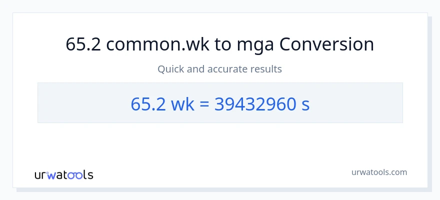 65.2 Mga Linggo patungong Segundo na conversion
