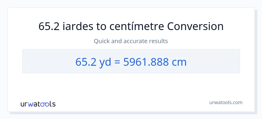 Conversió de 65.2 iardes a Centímetres