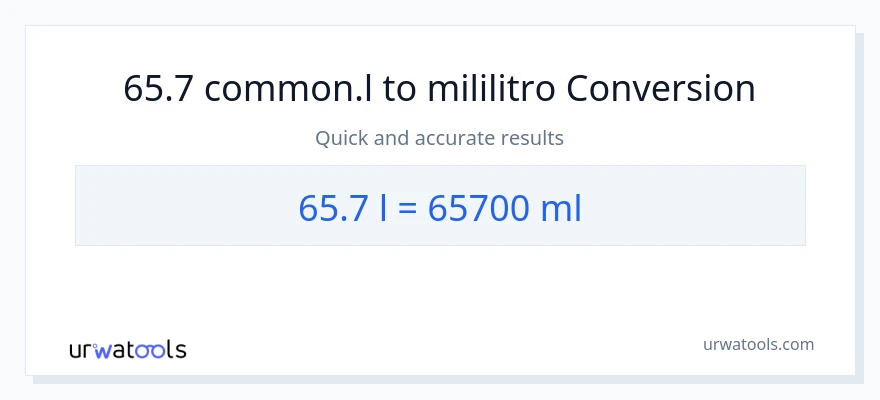 65.7 Liters patungong mga mililitro na conversion