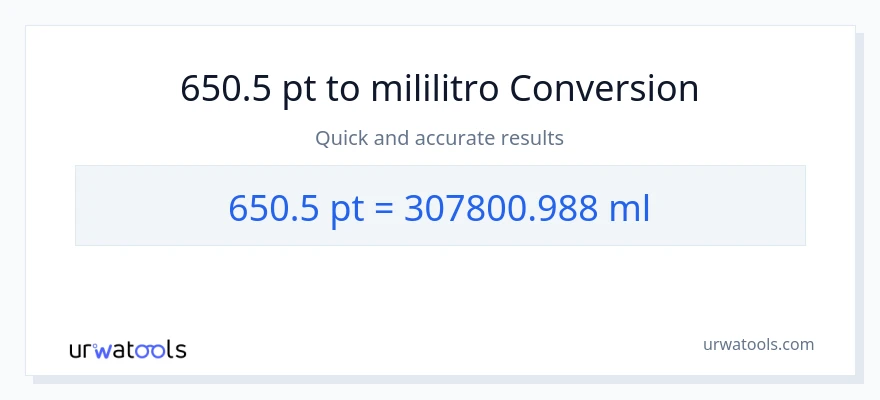 650.5 Pints patungong mga mililitro na conversion