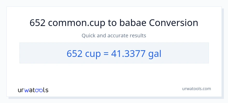 652 mga tasa patungong Mga galon na conversion