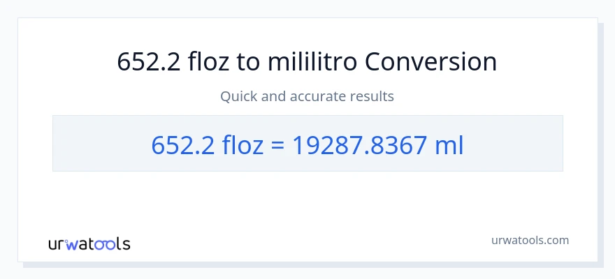 652.2 mga onsa ng likido patungong mga mililitro na conversion