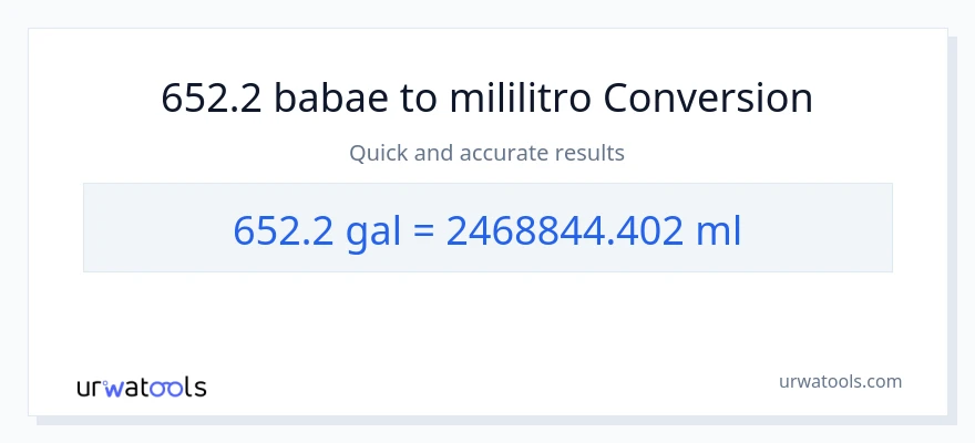 652.2 Mga galon patungong mga mililitro na conversion