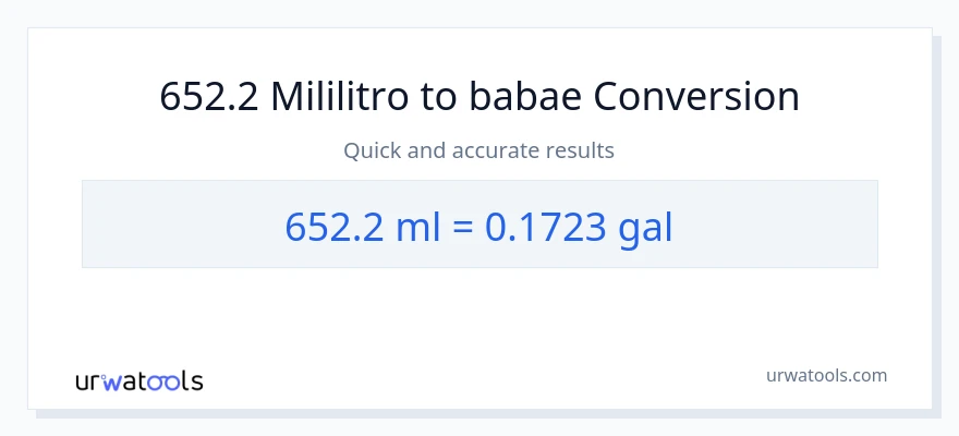 652.2 mga mililitro patungong Mga galon na conversion