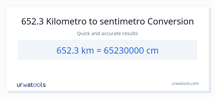 652.3 Kilometro patungong Mga Sentimetro na conversion