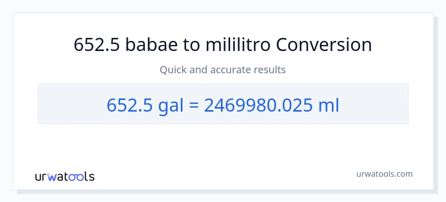 652.5 Mga galon patungong mga mililitro na conversion