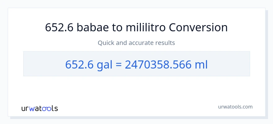 652.6 Mga galon patungong mga mililitro na conversion