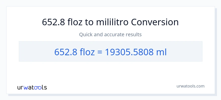 652.8 mga onsa ng likido patungong mga mililitro na conversion