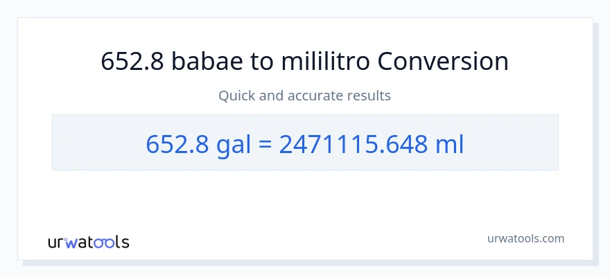652.8 Mga galon patungong mga mililitro na conversion