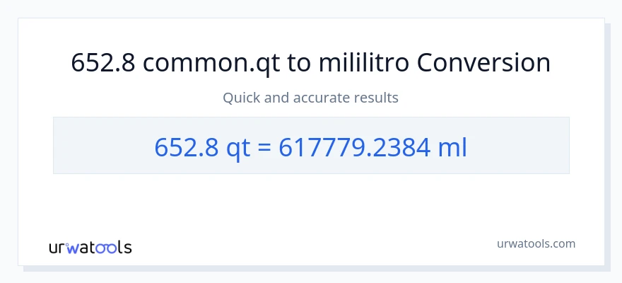 652.8 Quarts patungong mga mililitro na conversion