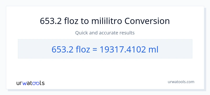 653.2 mga onsa ng likido patungong mga mililitro na conversion