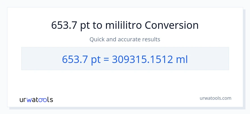 653.7 Pints patungong mga mililitro na conversion