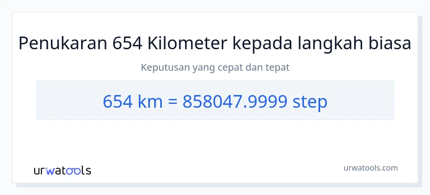 654 Kilometers to steps conversion