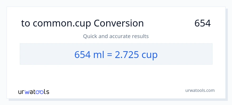 تبدیل 654 میلی‌لیتر به فنجان‌ها