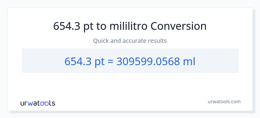 654.3 Pints patungong mga mililitro na conversion
