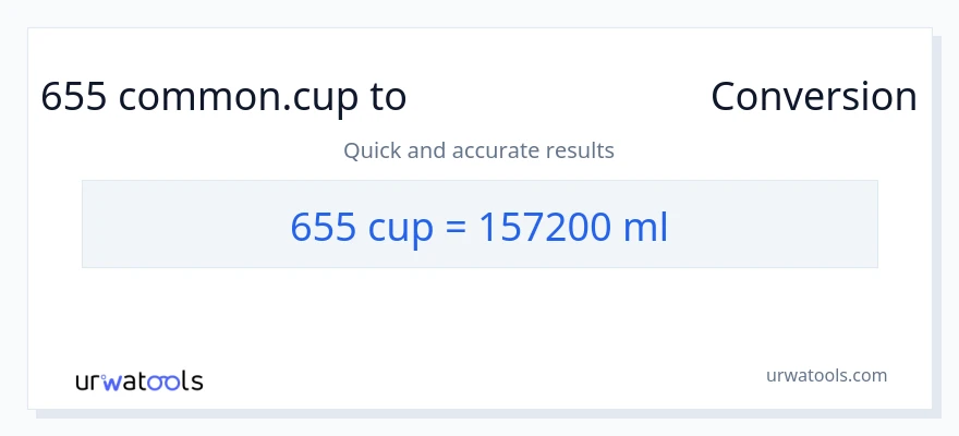 655 കപ്പുകൾ ൽ നിന്ന് മില്ലിലിറ്റർ ലേക്ക് പരിവർത്തനം