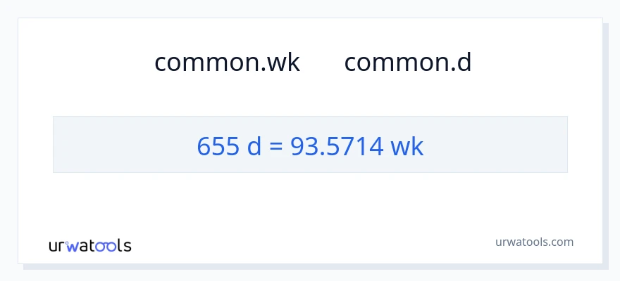 تبدیل 655 روزها به هفته‌ها