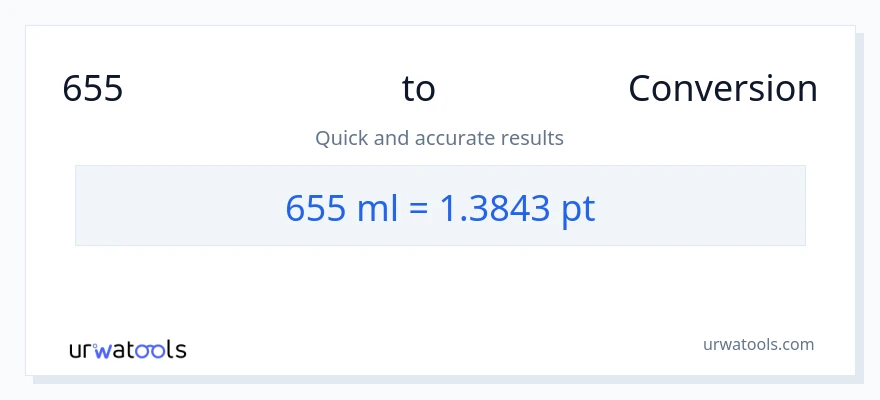 655 മില്ലിലിറ്റർ ൽ നിന്ന് Pints ലേക്ക് പരിവർത്തനം