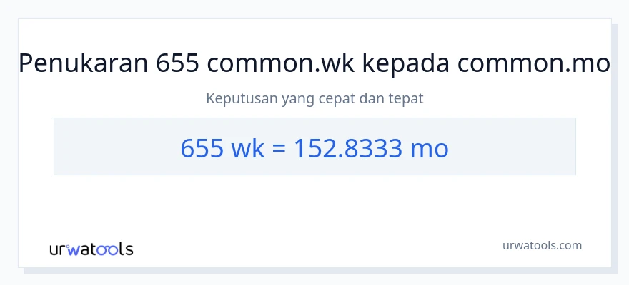 655 Weeks to Months conversion