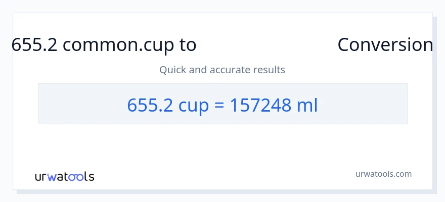 655.2 കപ്പുകൾ ൽ നിന്ന് മില്ലിലിറ്റർ ലേക്ക് പരിവർത്തനം