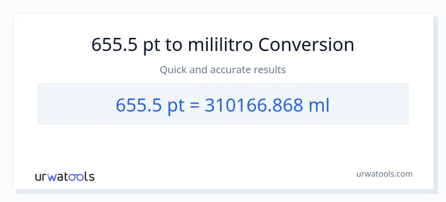 655.5 Pints patungong mga mililitro na conversion