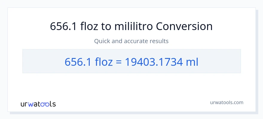 656.1 mga onsa ng likido patungong mga mililitro na conversion