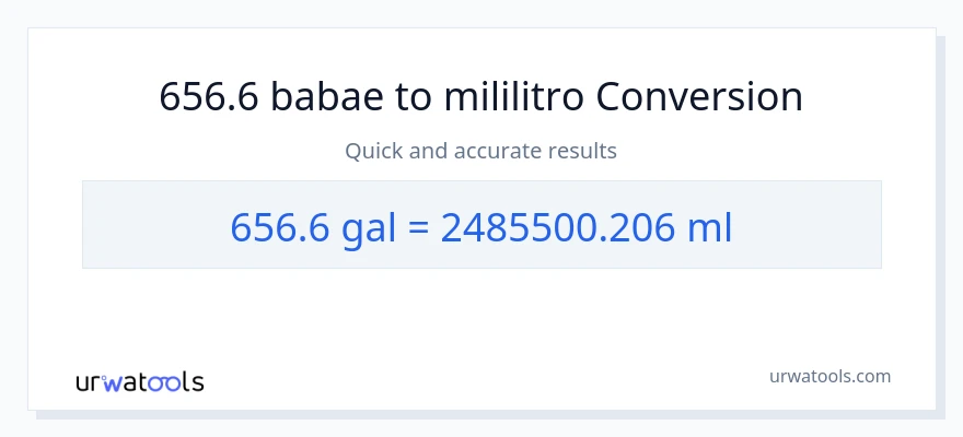656.6 Mga galon patungong mga mililitro na conversion
