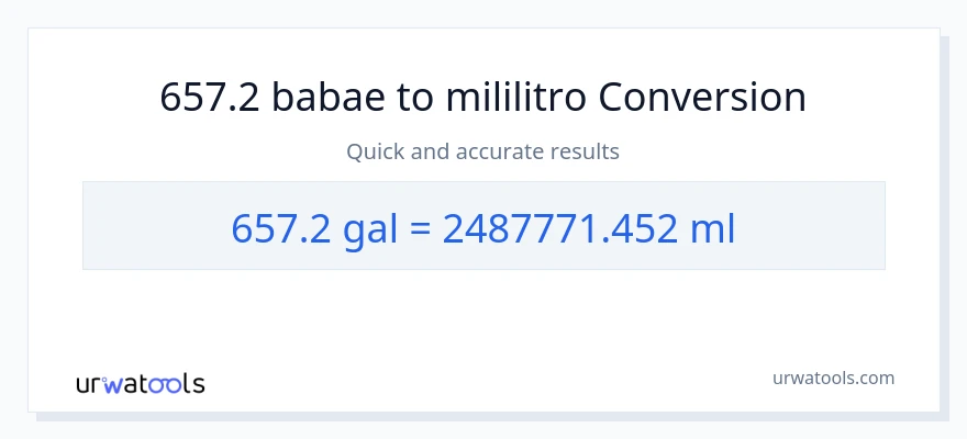 657.2 Mga galon patungong mga mililitro na conversion