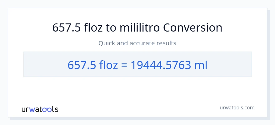 657.5 mga onsa ng likido patungong mga mililitro na conversion