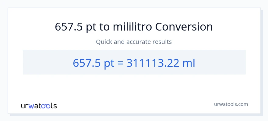 657.5 Pints patungong mga mililitro na conversion