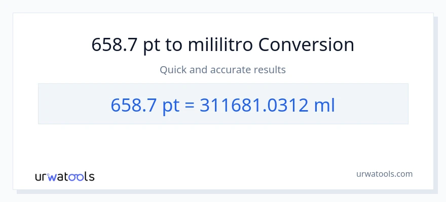 658.7 Pints patungong mga mililitro na conversion