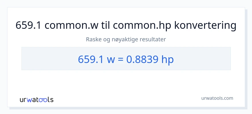 659.1 watt til hestekrefter konvertering